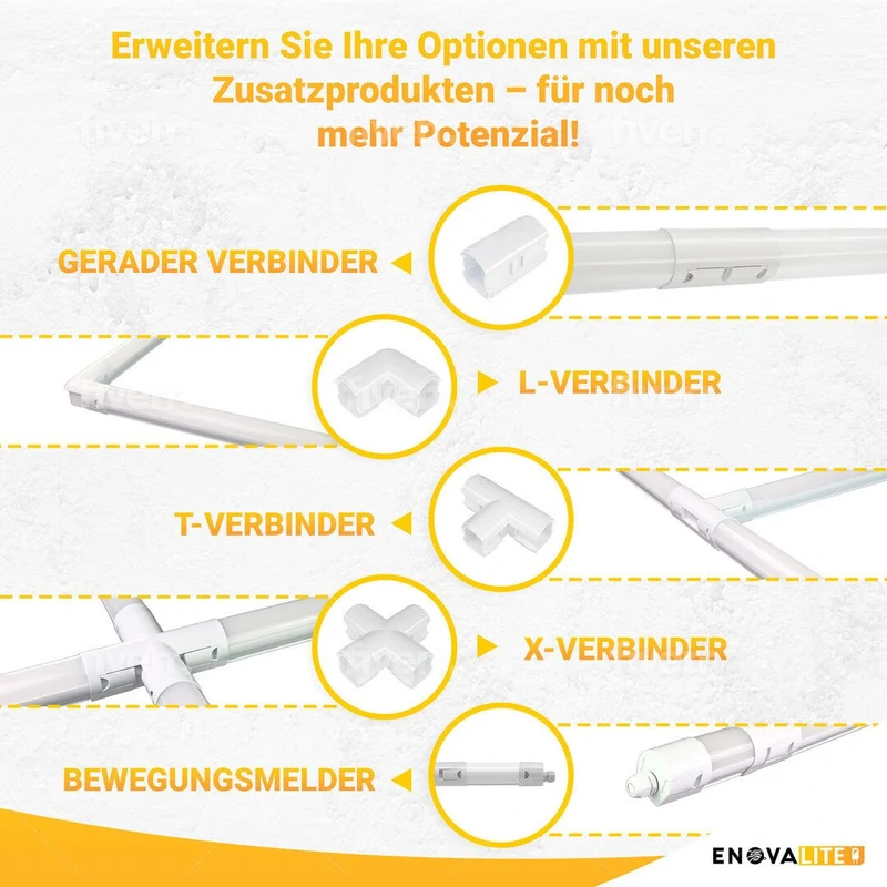 LED Feuchtraumleuchte, 120 cm, 36 W, 4320 lm, neutralweiß, IP65, durchschleifbar