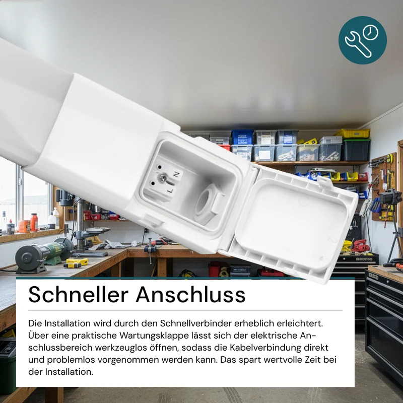 LED Feuchtraumleuchte, 150 cm, 45 W, 5175 lm, 4000 K (neutralweiß), IP66, durchschleifbar, Fast Connector