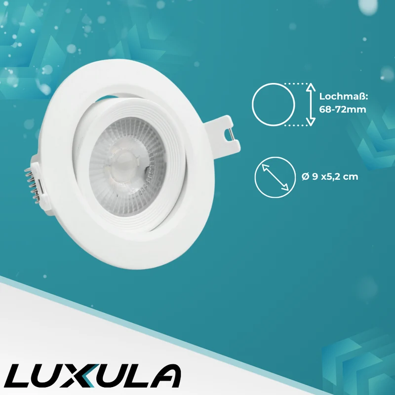 3er Pack LED CCT Downlight schwenkbar, 7W, 718lm, 38°, IP44, 3000K-4000K-6000K einstellbar