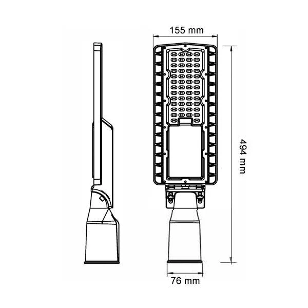 2er-Pack LED Straßenlampe, 50 W, 6750 lm, 5700 K