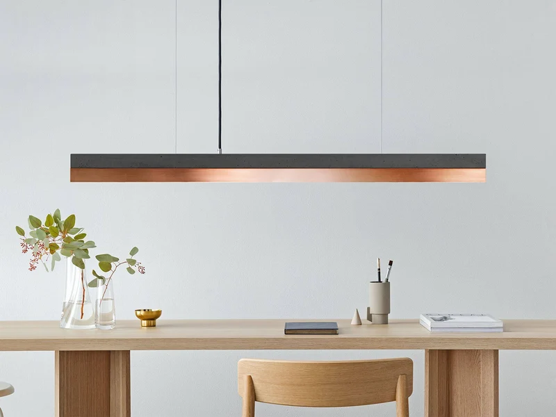 Gantlights C1 LED-Pendelleuchte 122cm Beton Holz