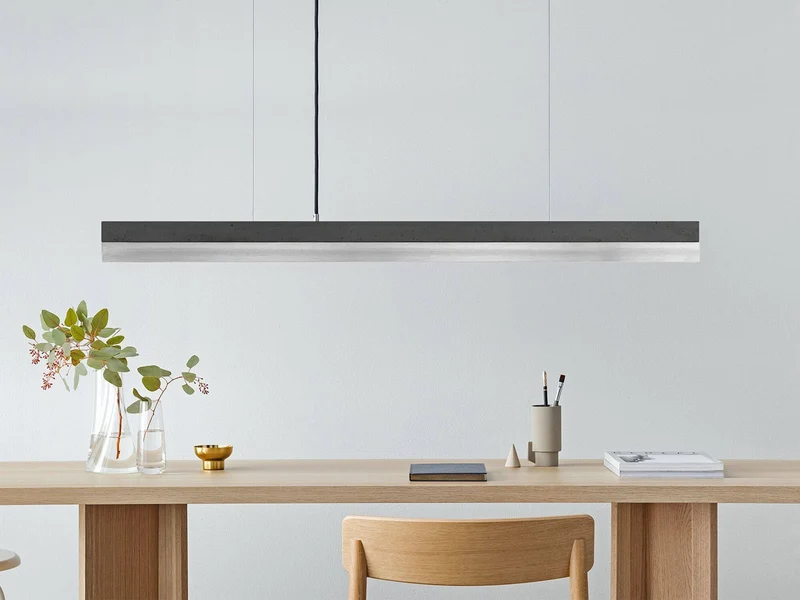 Gantlights C1 LED-Pendelleuchte 122cm Beton Holz