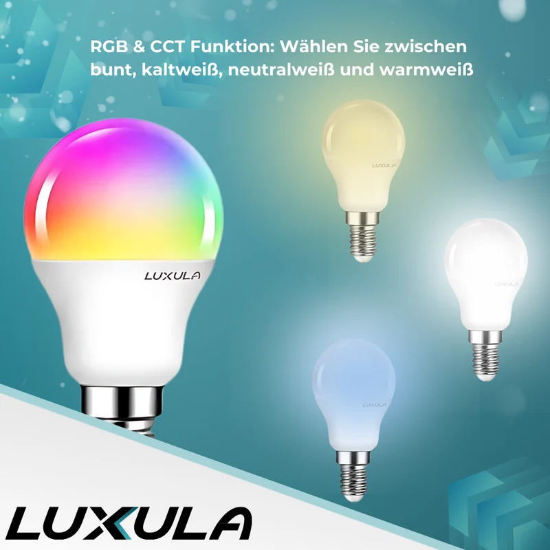 LED RGB+CCT Leuchtmittel, E14, Kerze B37, 5W, 454lm, SMART, Tuya App steuerbar, Minibulb