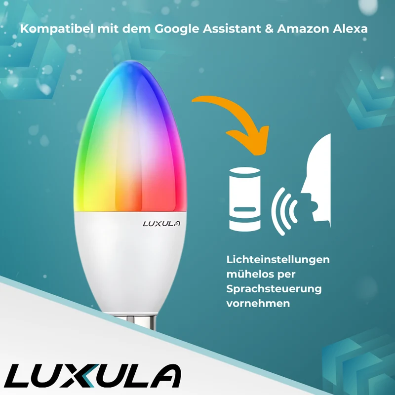 LED RGB+CCT Leuchtmittel, E14, Kerze B37, 5W, 464lm, SMART, Tuya App steuerbar, Kerze