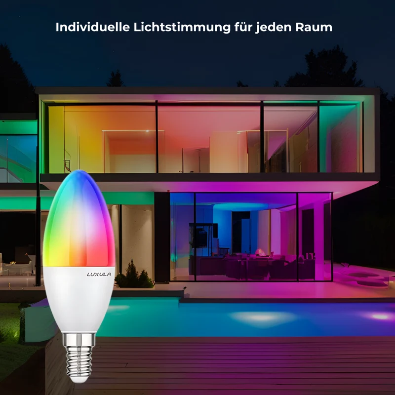 LED RGB+CCT Leuchtmittel, E14, Kerze B37, 5W, 464lm, SMART, Tuya App steuerbar, Kerze