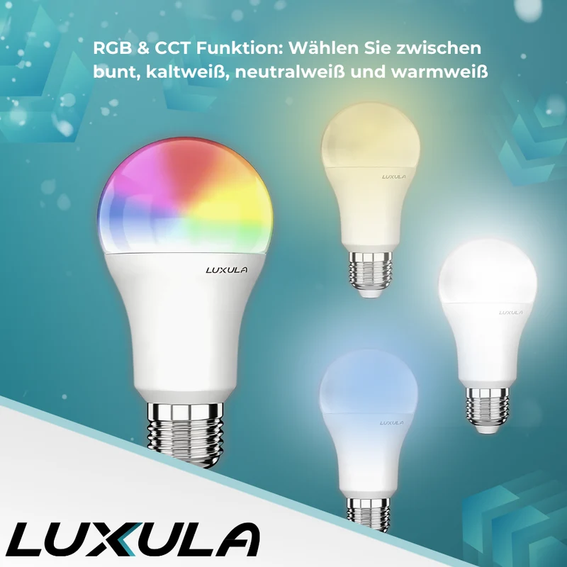 LED RGB+CCT Leuchtmittel, E27, A60, 9W, 906lm, SMART, Tuya App steuerbar