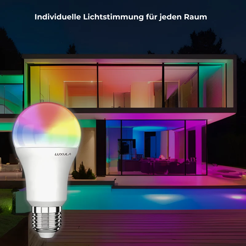LED RGB+CCT Leuchtmittel, E27, A60, 9W, 906lm, SMART, Tuya App steuerbar