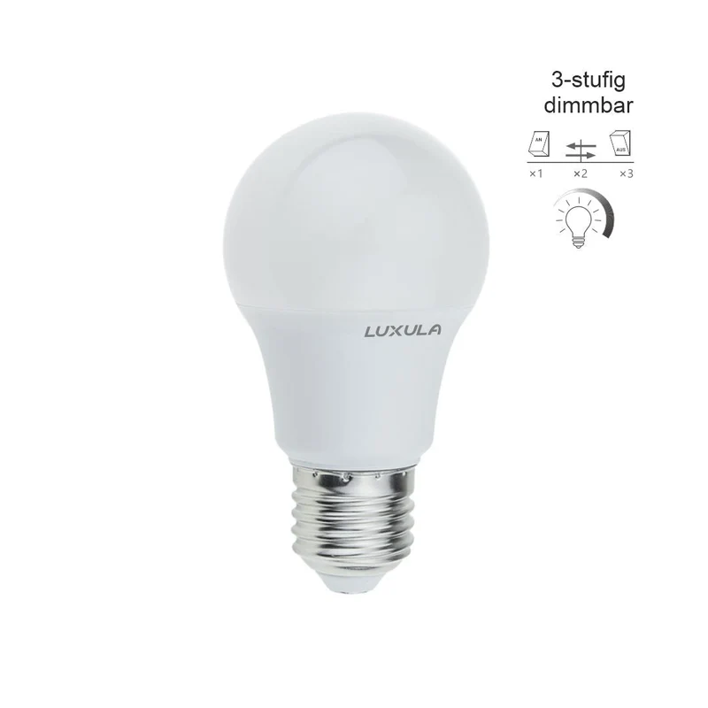 LED Leuchtmittel E27, A60, 3-stufig dimmbar, 10W, 900lm, 2700K