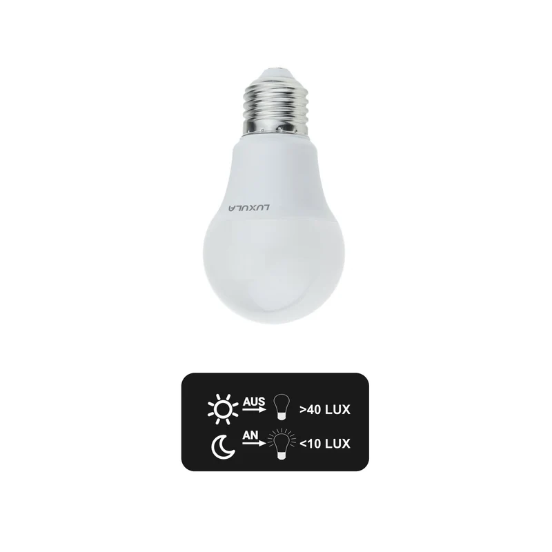 LED Leuchtmittel mit Dämmerungs-Sensor, E27, A60, 9W, 830lm, 2700K