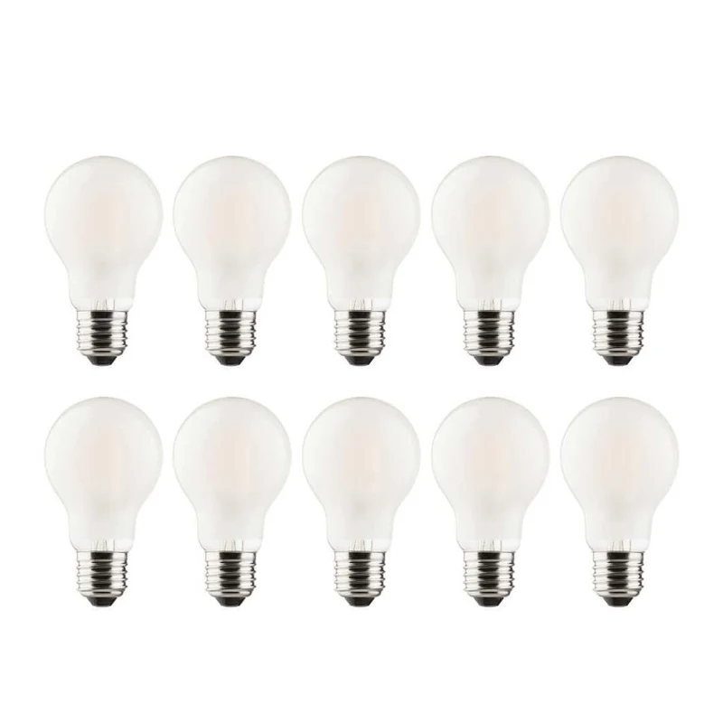 10er Pack LED Filament Leuchtmittel E27, A60, 7W, 700lm, 2700K, frosted Glas