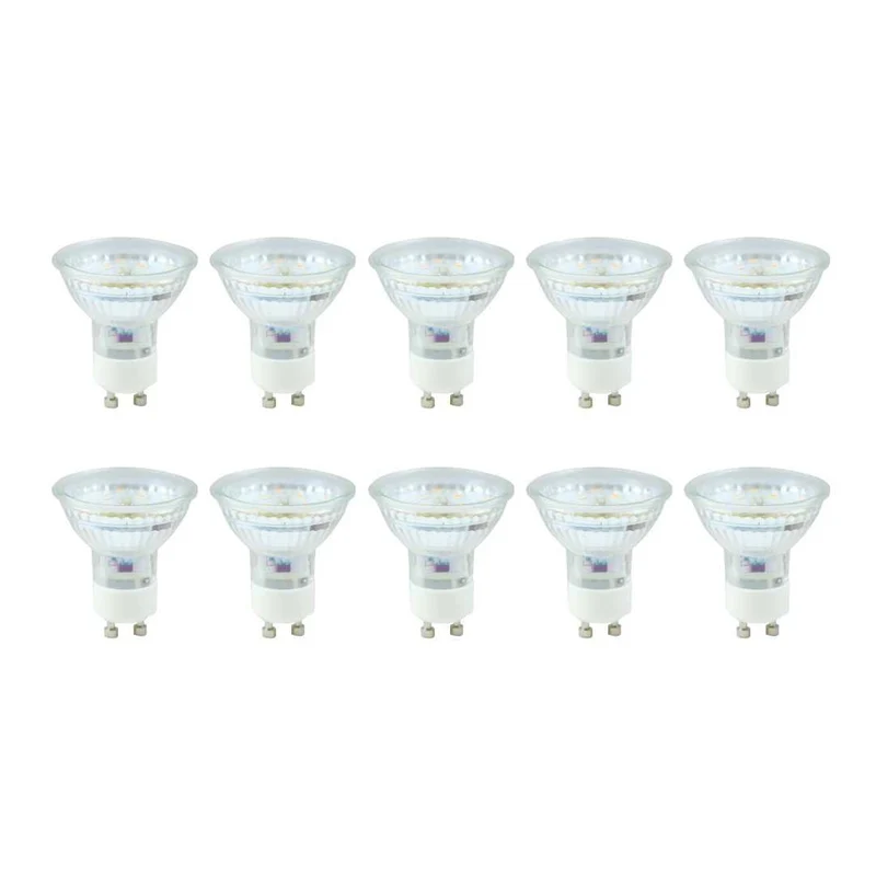 10er Pack LED Leuchtmittel GU10, MR16, 5W, 525lm, 2700K, 110°, Glasgehäuse