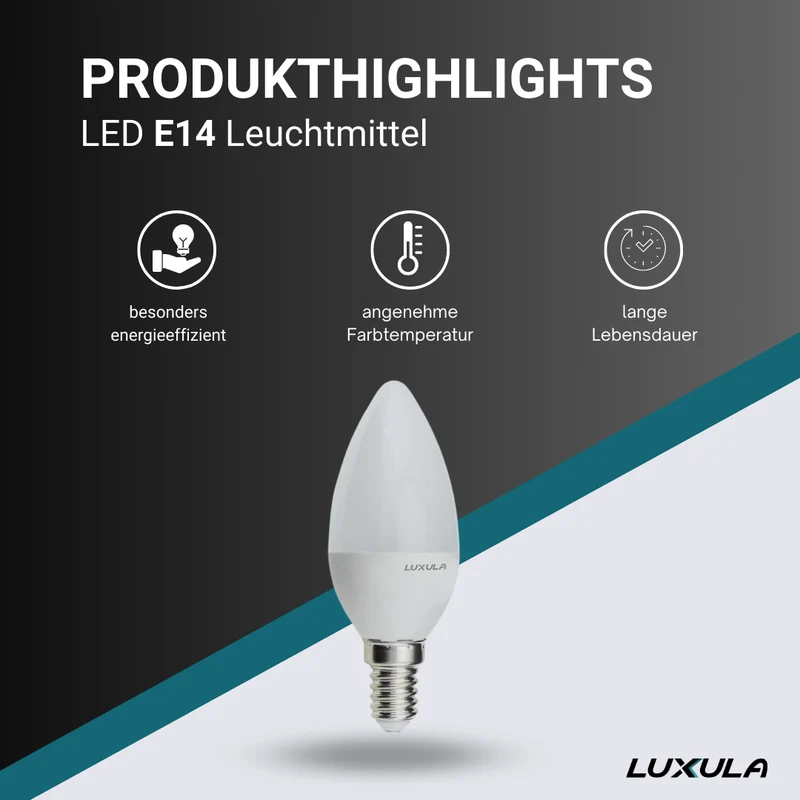 10er Pack LED Leuchtmittel E14, Kerze B37, 5W, 436lm, 2700K