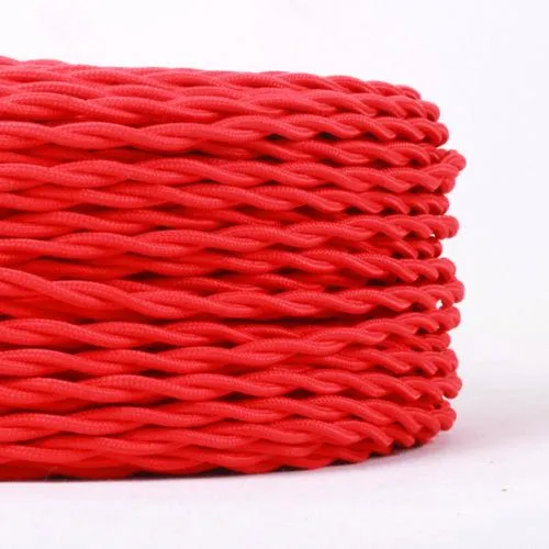 Rotes Kabel 2-adrig Verdreht Textilkabel stromkabel~1168