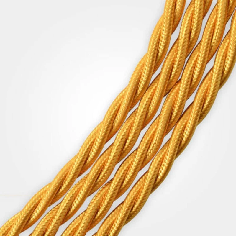 Goldenes Textilkabel 2-adrig Gedrehtes Stoffkabel DIY-Lampen ~1166