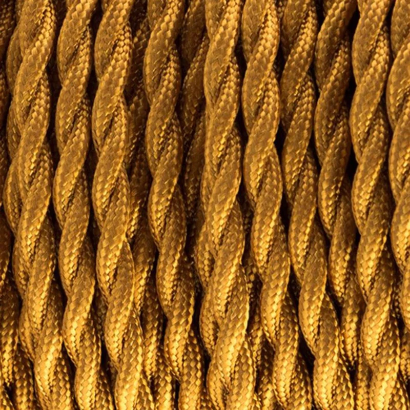 Goldenes Textilkabel 2-adrig Gedrehtes Stoffkabel DIY-Lampen ~1166