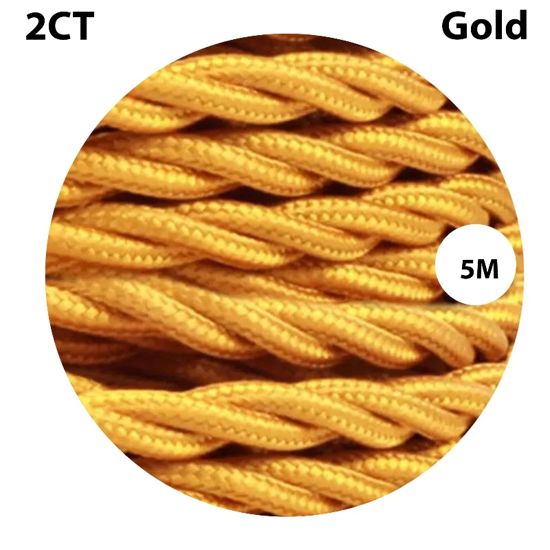 Goldenes Textilkabel 2-adrig Gedrehtes Stoffkabel DIY-Lampen ~1166