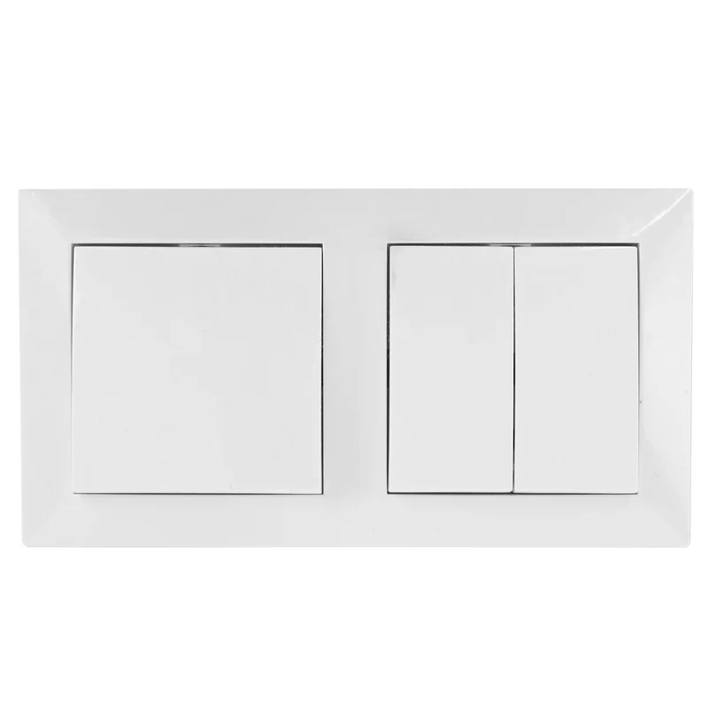 Wechselschalterkombination Schalter und Zweifachwippe, 10 A, 250 V, weiß