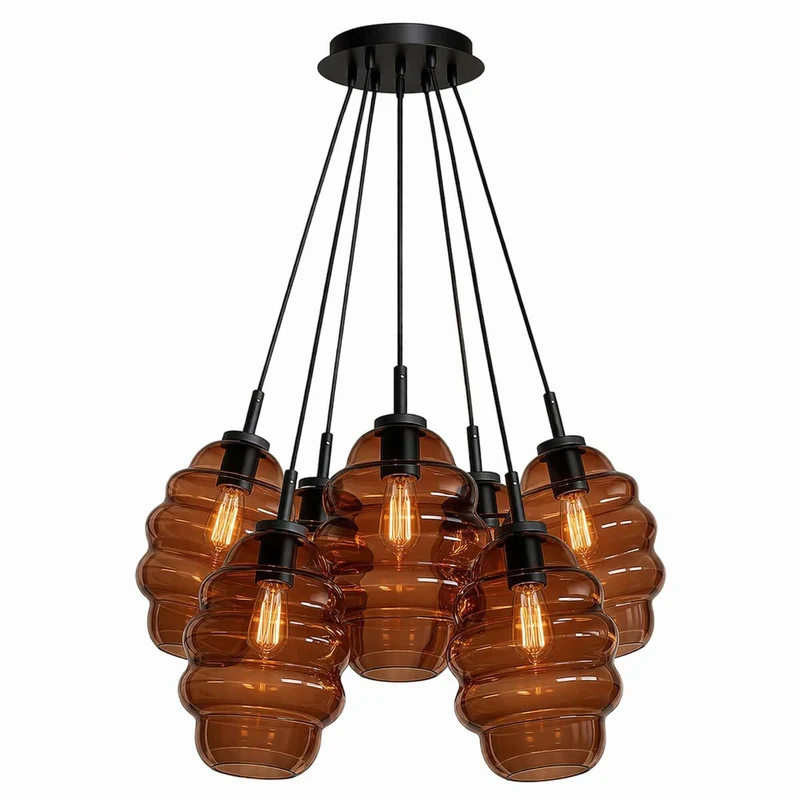 s.luce Echos Cluster Glas-Pendelleuchte 7-flammig 7x25cm