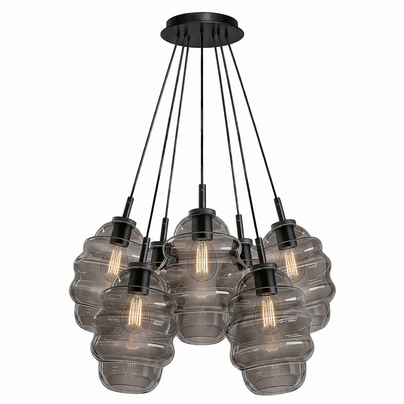 s.luce Echos Cluster Glas-Pendelleuchte 7-flammig 7x25cm