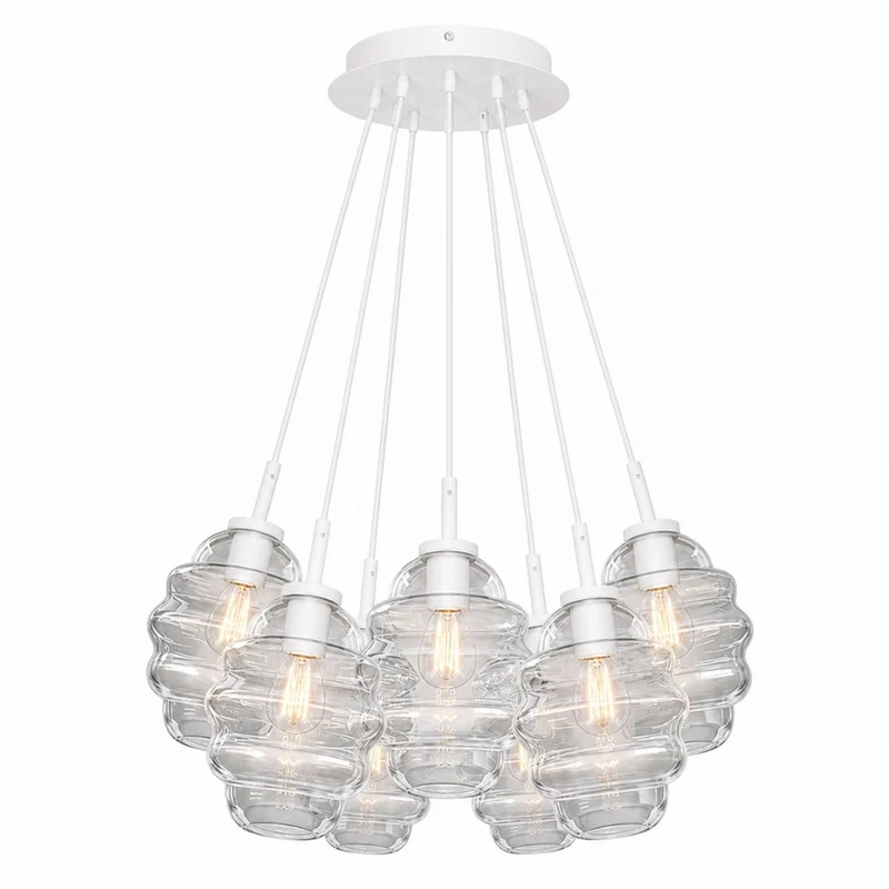s.luce Echos Cluster Glas-Pendelleuchte 7-flammig 7x18cm