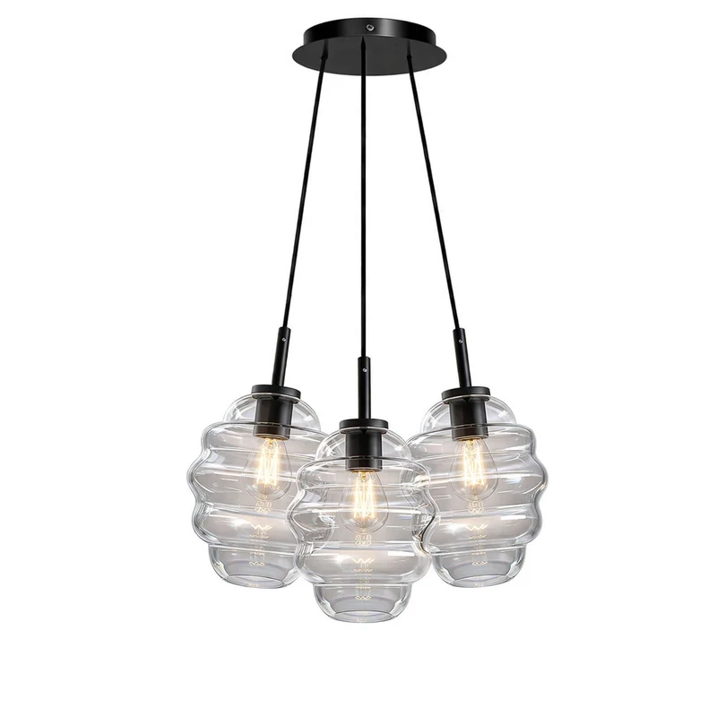 s.luce Echos Cluster Glas-Pendelleuchte 3-flammig 3x25cm