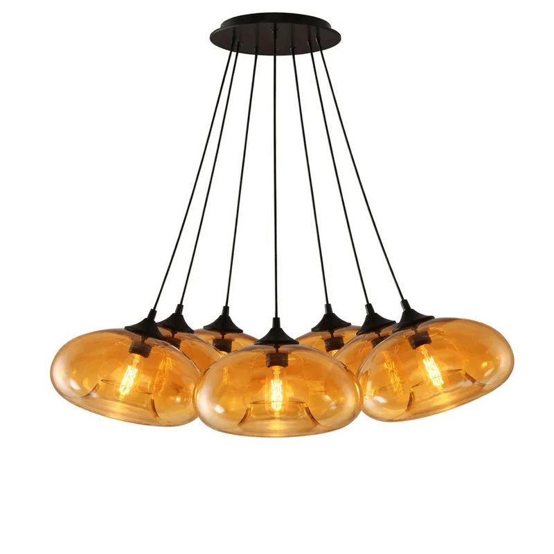 s.luce Cruet Cluster Glas-Pendelleuchte 7-flammig 7x28cm