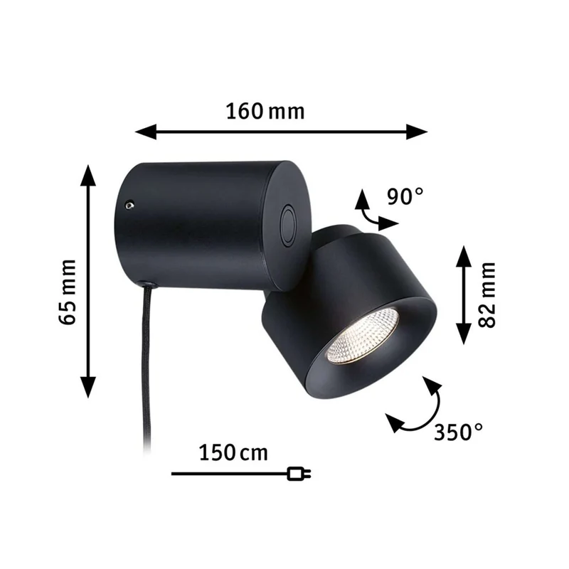 LED Wand- & Tischleuchte Puric Pane mit Touch-Dimmer Schwarz
