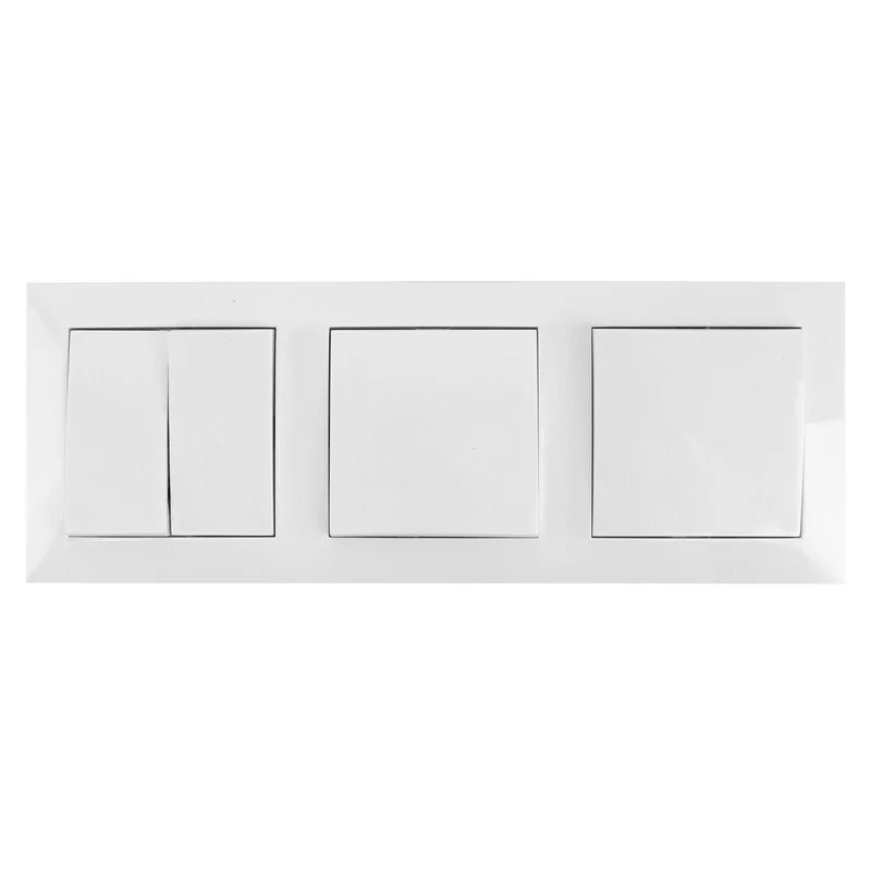 Wechselschalterkombination Zweifachwippe und 2 x Schalter, 10 A, 250 V, weiß