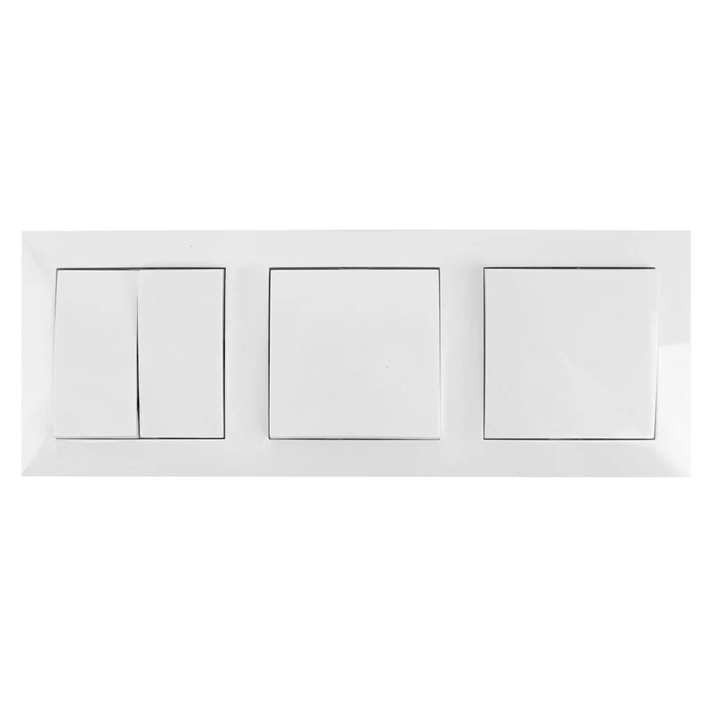 Wechselschalterkombination Zweifachwippe und 2 x Schalter, 10 A, 250 V, weiß