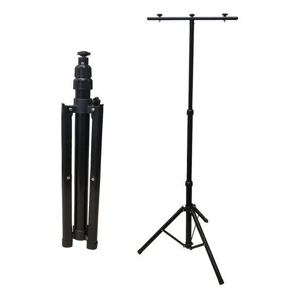 Teleskopstativ für LED Baustrahler, stufenlos höhenverstellbar, 64-157x64x64cm, schwarz