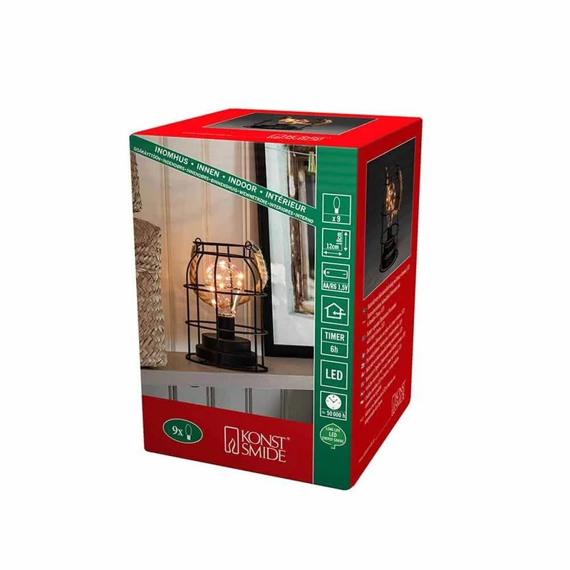 LED Dekoleuchte Metalllaterne mit 6h Timer Schwarz