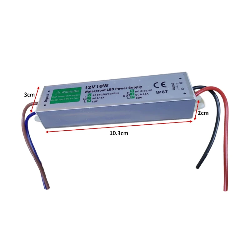 Ledsone Wasserdichter LED Trafo 12V 10W IP67 Netzteil ~1099