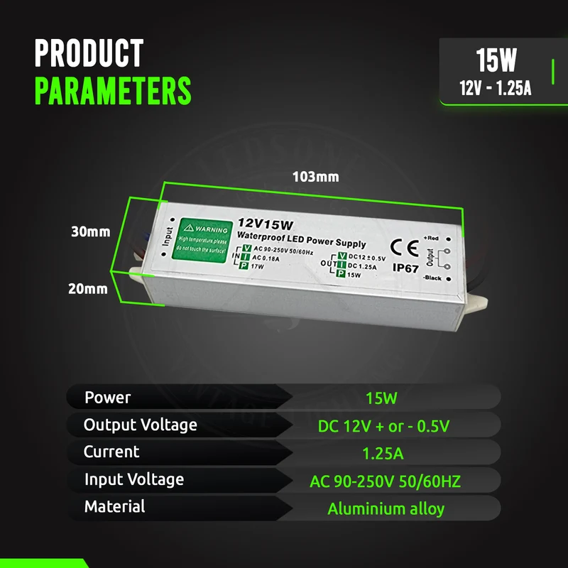 15W LED Driver led trafo 12v wasserdicht netzteil 12v~1098