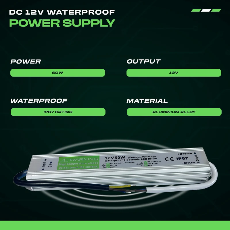 Wasserdichter LED-Treiber 50W IP67 12V, Überspannungs- & Kurzschlussschutz~1094