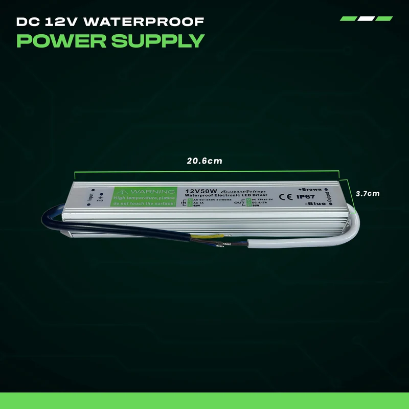 Wasserdichter LED-Treiber 50W IP67 12V, Überspannungs- & Kurzschlussschutz~1094