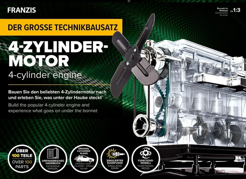 Der große Technikbausatz 4-Zylinder-Motor
