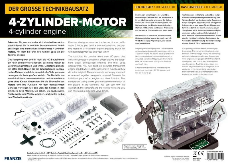 Der große Technikbausatz 4-Zylinder-Motor