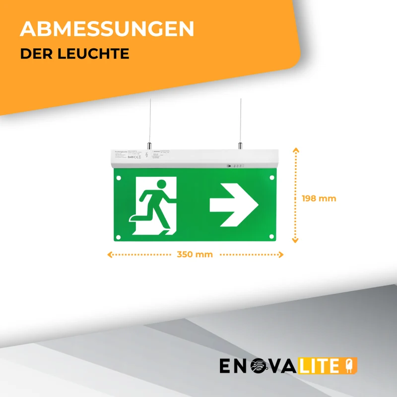 LED-Fluchtwegleuchte 5in1 mit Notstromakku 3h, TEST-Funktion, Fernbedienung, Dauer- & Notbetrieb