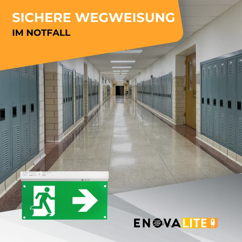 LED-Fluchtwegleuchte 5in1 mit Notstromakku 3h, TEST-Funktion, Fernbedienung, Dauer- & Notbetrieb