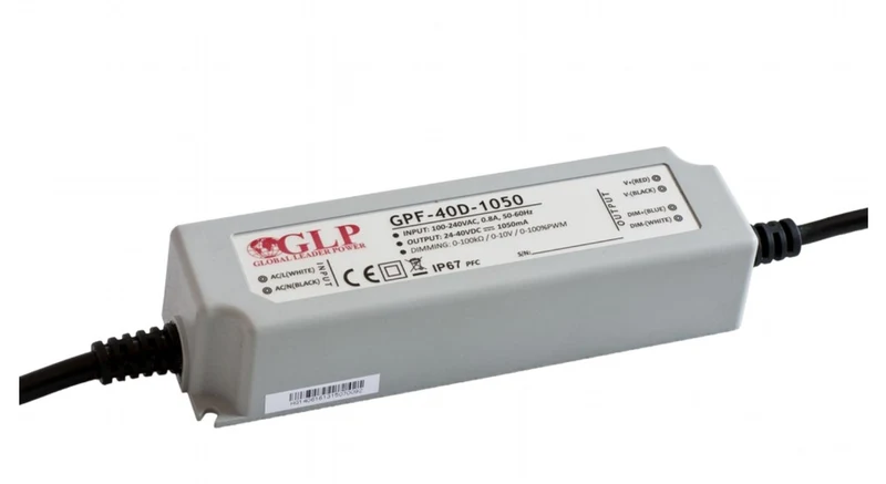 LED-Netzteil, 42 W, 15-24 V DC, 1750 mA, IP67, CV+CC, dimmbar
