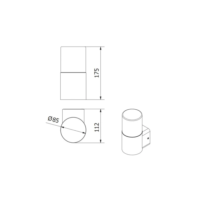 LED Wandleuchte E27, Gartenleuchte, IP44, einfach, graphit