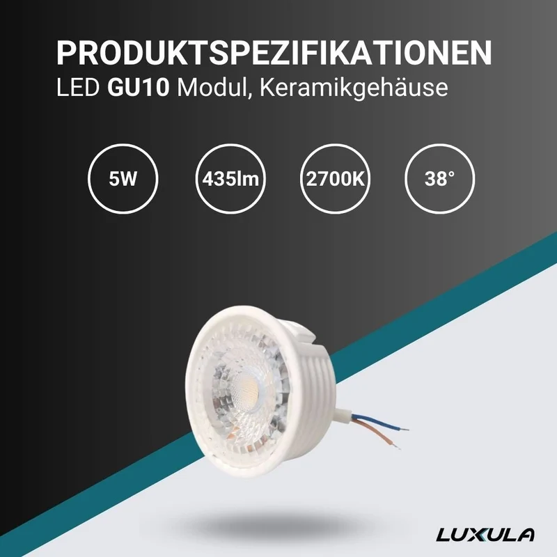 LED Modul, 5W, 435lm, 2700K, 38°, Keramikgehäuse, 20mm Aufbauhöhe