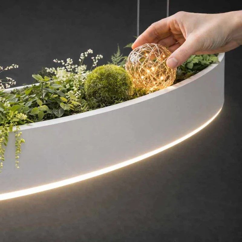 Pro Light LED Ring Pendelleuchte mit integrierter Pflanzenwanne - Sonderbau nach Maß