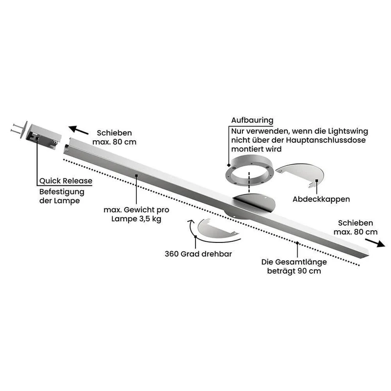 Swing 2 Aufhängesystem 110cm Twin für zwei Hängeleuchten