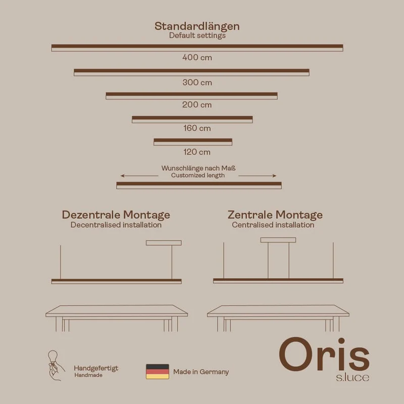 s.luce Oris LED-Linienleuchte Büro-Pendellampe XL nach Maß 4000K