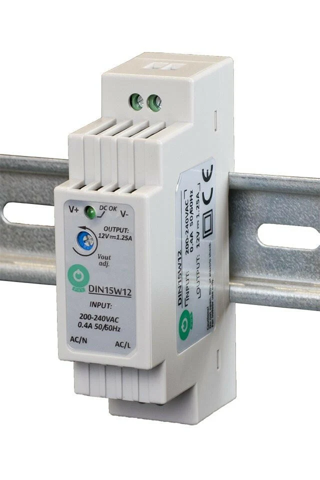 DIN15: Schaltnetzteil, Hutschiene 15 W Serie, Konstantspannung, 24 V DC / 0,63A