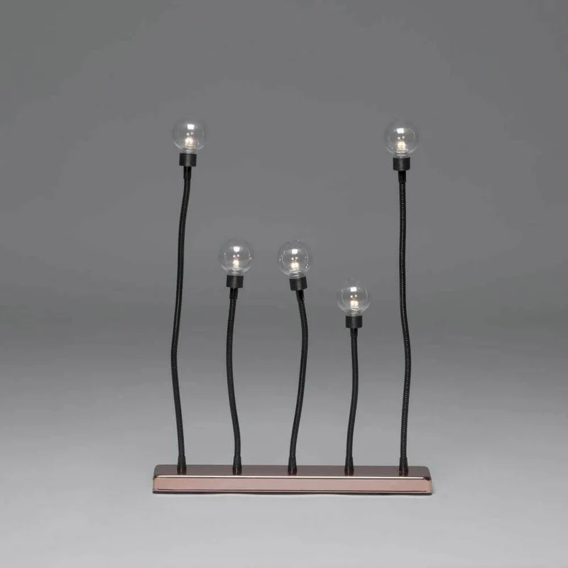 LED Metallleuchter schwarz kupferfarben 2 LED's je Birne 10 warmweiße Dioden