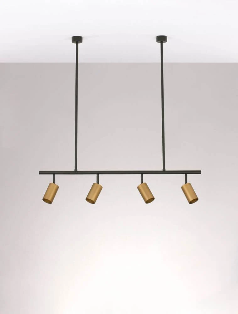 Pogno Pendelleuchte 4-flammig Schwarz, Gold