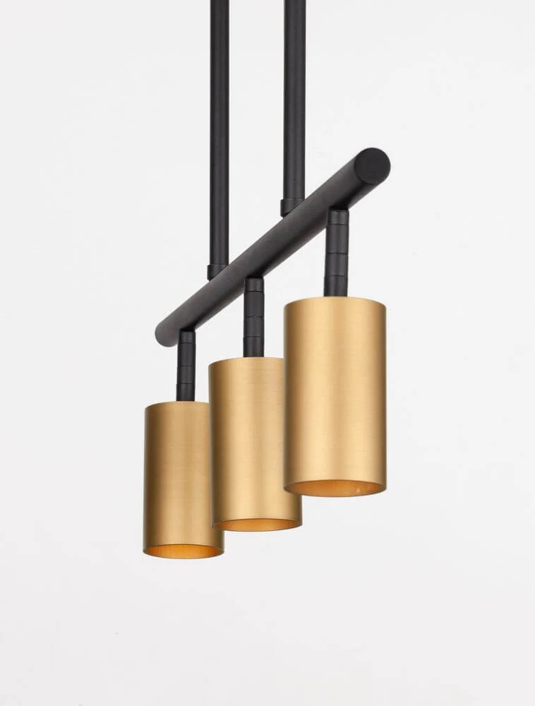 Pogno Pendelleuchte 3-flammig Schwarz, Gold