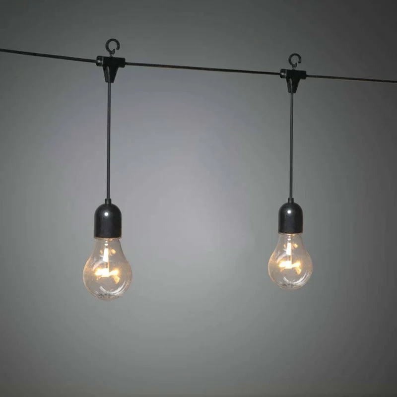 LED Lichtervorhang 10 klare Birnen 80 bernsteinfarbene Dioden IP44